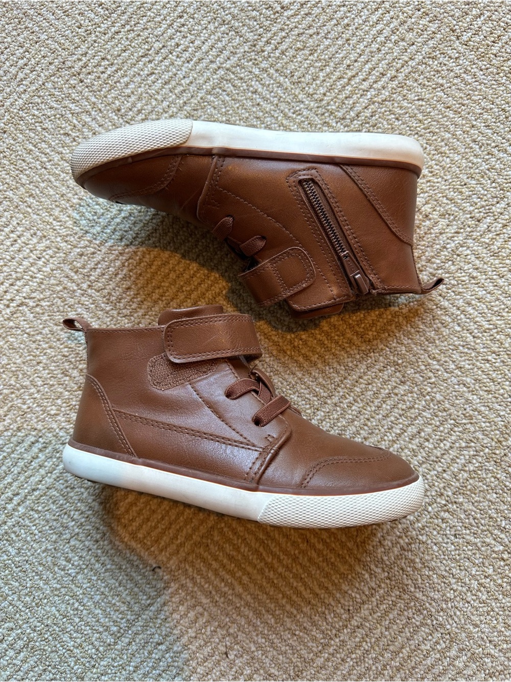 wonder nation Brown High-Top Kids Sneakers with White Sole